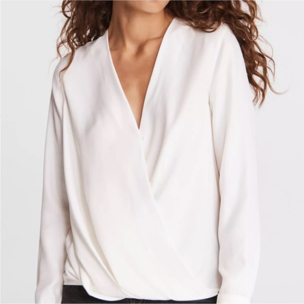 Rag and bone white silk victor blouse